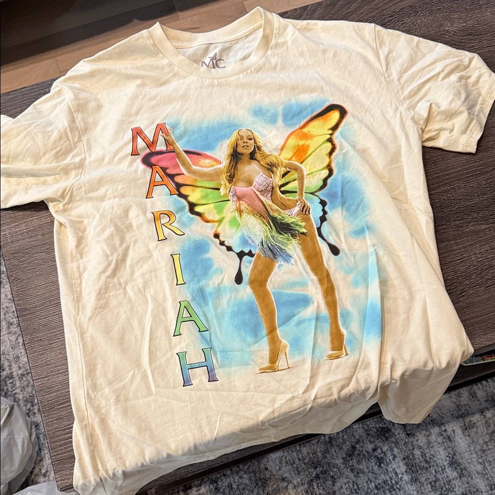 Mariah Carey T-Shirt with Colorful Graphic - Cream